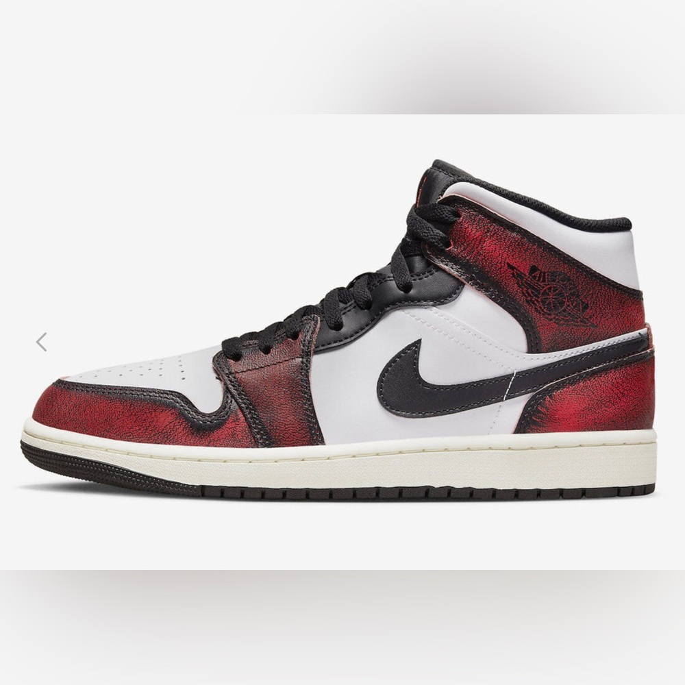 Nike Air Jordan 1 Mid Wear Away Black Infrared Red Sail. Sz 8.5